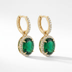Oval Emerald Halo Drop Earrings – Gold Luxury Fashion Earrings