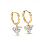 Triple CZ Cluster Huggie Earrings – Gold Fashion Drop Earrings
