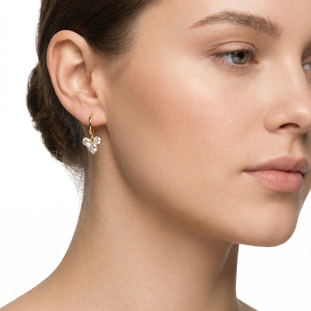 Triple CZ Cluster Huggie Earrings – Gold Fashion Drop Earrings