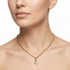 Round & Pear CZ Duo Pendant Necklace – Dainty Gold Fashion Jewellery