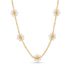 Pearl Daisy Station Choker Necklace – Gold Floral Fashion Jewellery