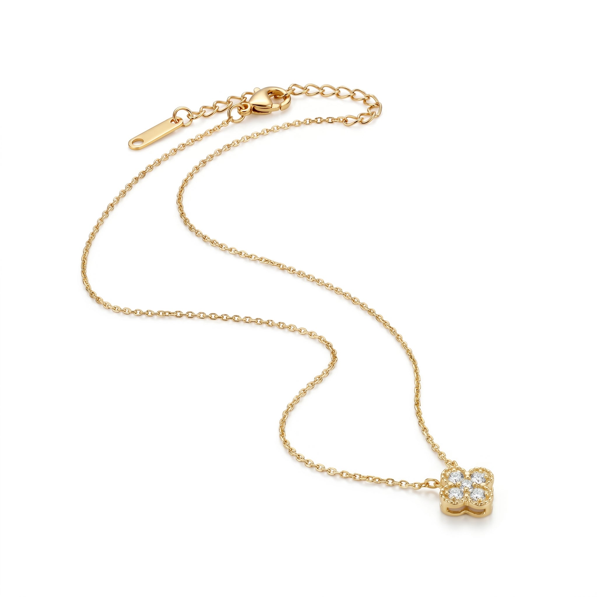 CZ Clover Pendant Necklace – Gold Dainty Fashion Jewellery