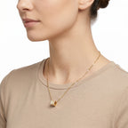 CZ Barrel Charm Pendant Necklace – Gold Geometric Fashion Jewellery