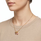 Pink & Purple Multi-Charm Snake Chain Necklace – Gold Fashion Jewellery