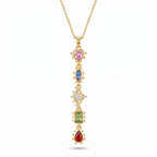 Multicolour CZ Long Bar Pendant Necklace – Chakra Fashion Jewellery