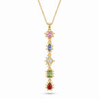 Multicolour CZ Long Bar Pendant Necklace – Chakra Fashion Jewellery