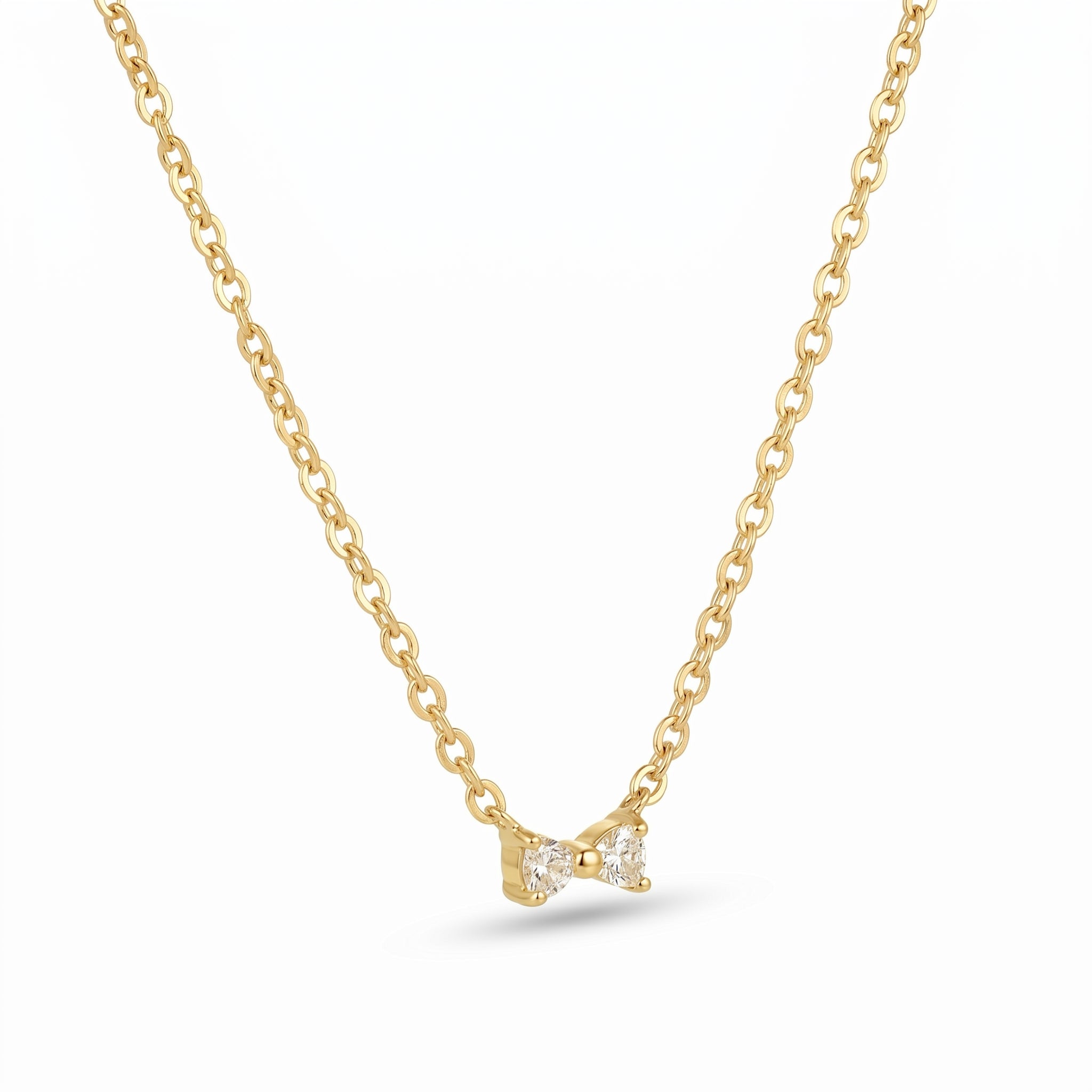 CZ Bow Pendant Necklace – Dainty Gold Fashion Jewellery