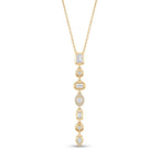 Multi-Shape CZ Long Drop Pendant Necklace – Gold Art Deco Fashion Jewellery