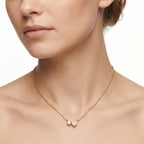 Pear & Round CZ Duo Double Chain Necklace – Dainty Gold Fashion Jewellery