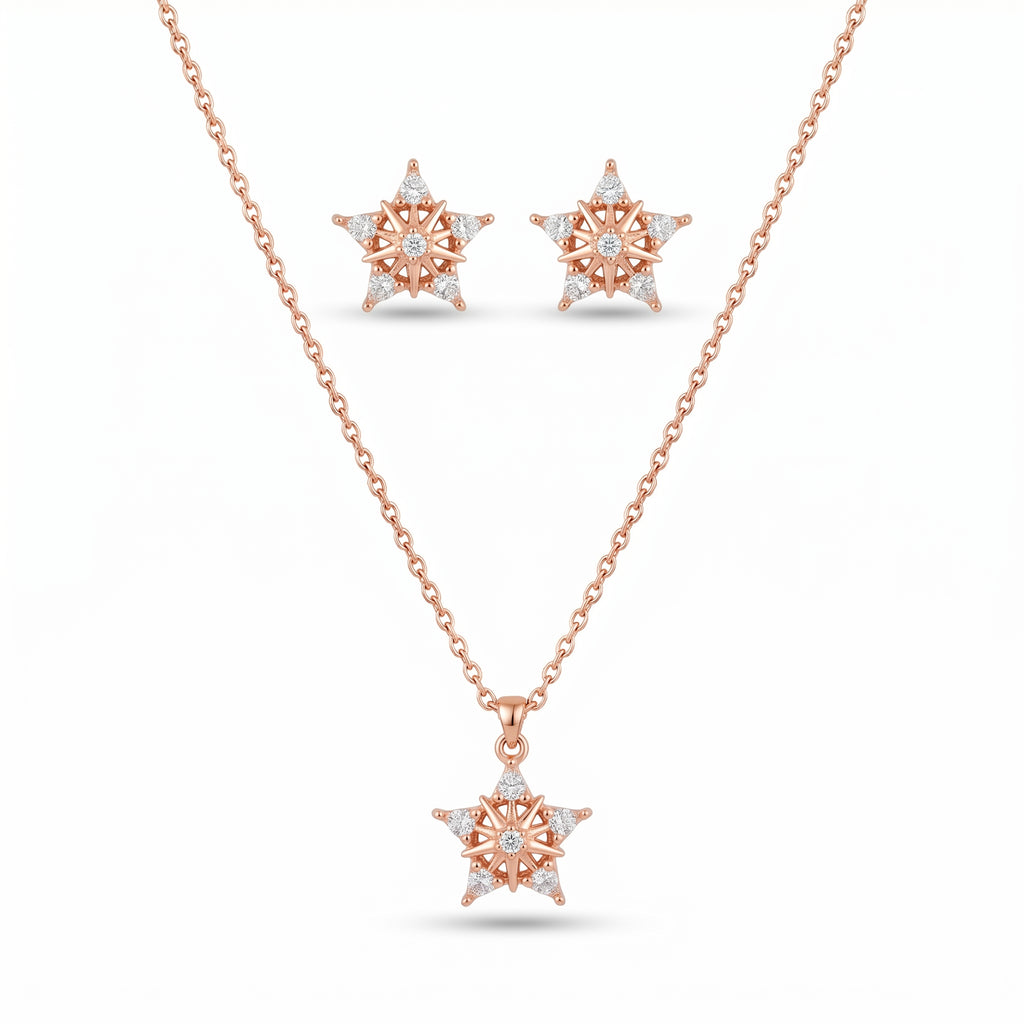 Rosé Gleam Pendant With Earring Set
