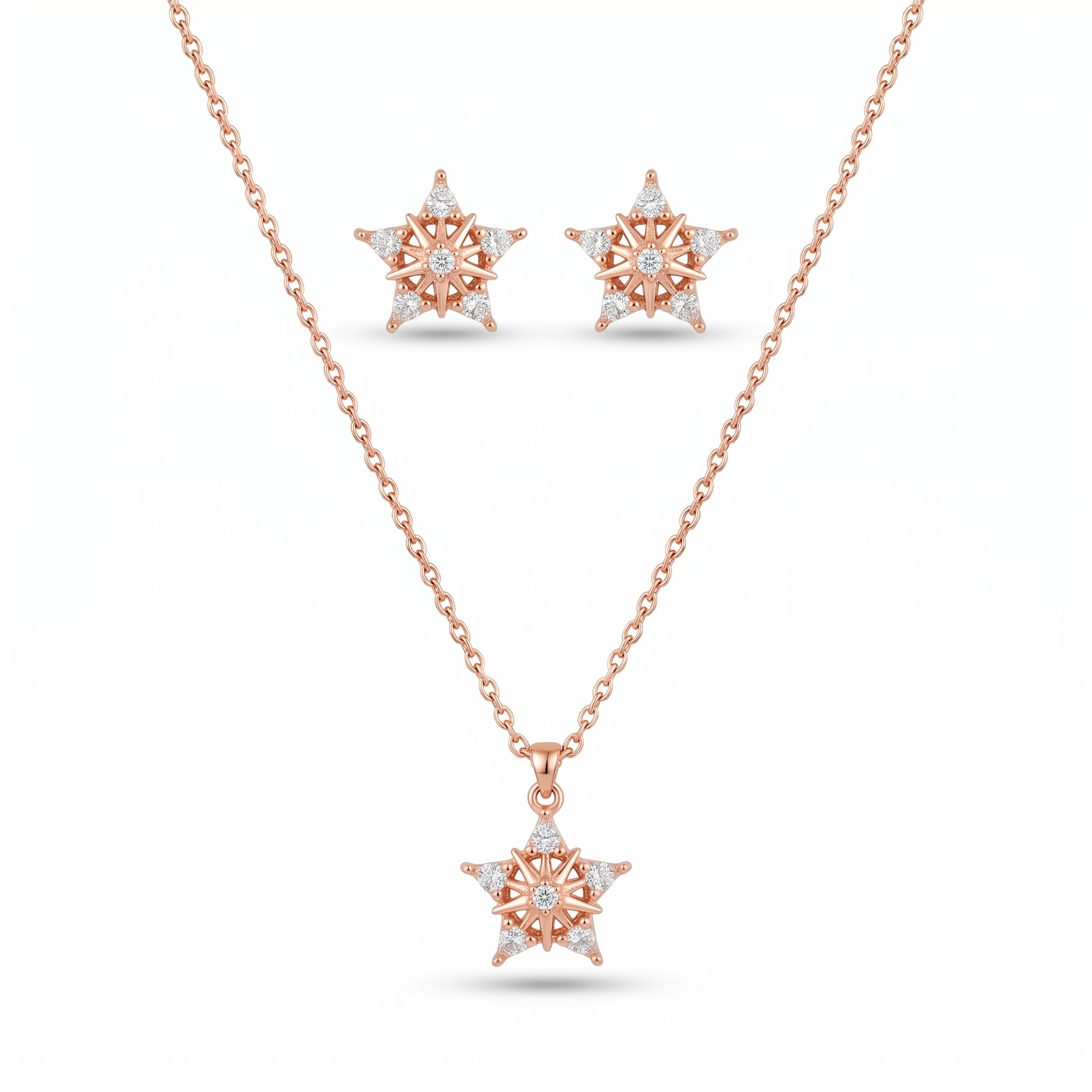 Rosé Gleam Pendant With Earring Set
